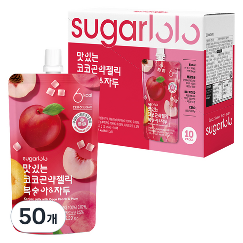 슈가로로 맛있는 코코 곤약젤리 복숭아 자두, 150g, 50개