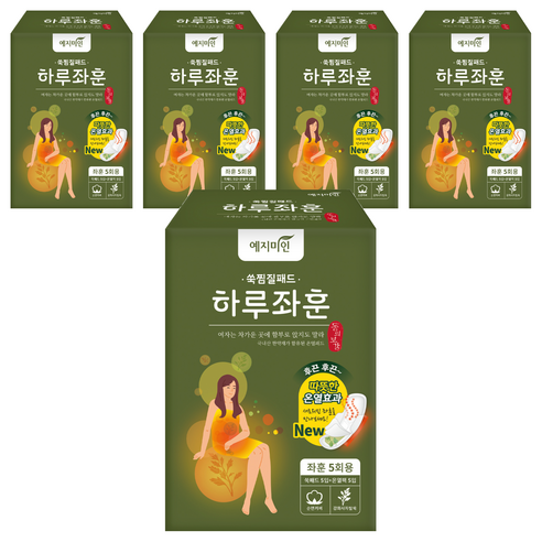 예지미인 쑥 찜질패드 하루좌훈 순면 생리대 날개형, 5개