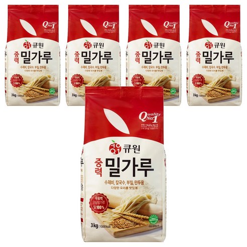 [큐원] 다목적용밀가루, 3kg, 5개