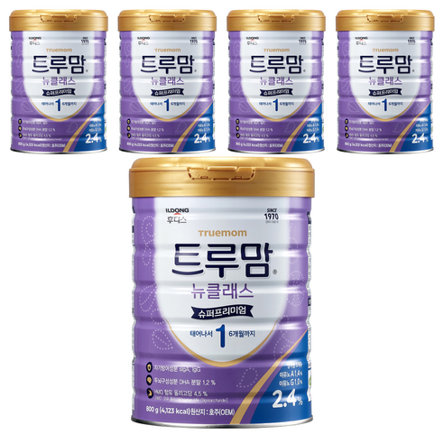 트루맘 뉴클래스 슈퍼프리미엄 분유 1단계, 800g, 5개