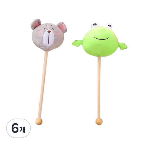 마스문도 우드 캐릭터 마사지봉, 랜덤발송, 6개