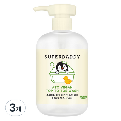 슈퍼대디 아토비건 탑투토워시, 300ml, 3개