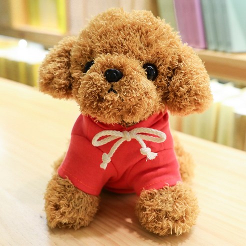 네이처타임즈 부들푸들 후드 강아지 인형 + 푸들 키링, 20cm, 레드 후드