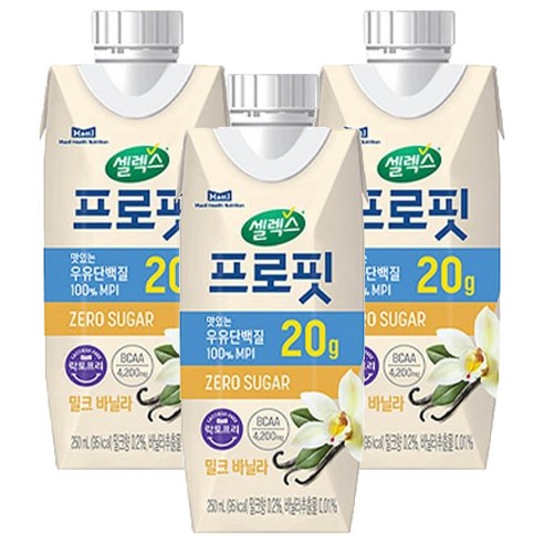 셀렉스 프로핏 우유단백질 밀크 바닐라, 250ml, 3개