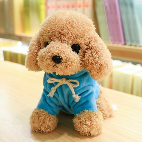 네이처타임즈 부들푸들 후드 강아지 인형 + 푸들 키링, 20cm, 블루 후드