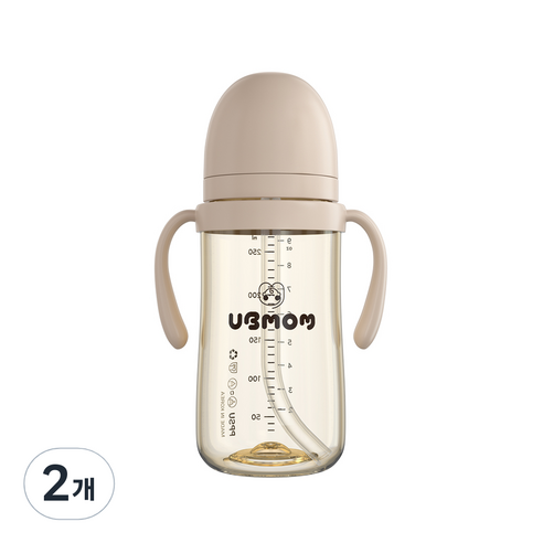 유비맘 시그니쳐 PPSU 빨대컵 280ml, 2개, 초코