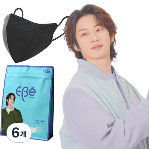 이비에 더세로 새부리형 얼큰이 마스크 특대형 KF80, 30개입, 6개, 블랙