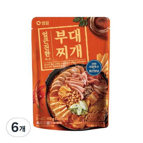샘표 얼큰진한 부대찌개 육수, 400g, 6개