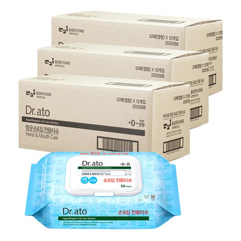 닥터아토 손 & 입 전용티슈 캡형 60gsm, 52개입, 36세트