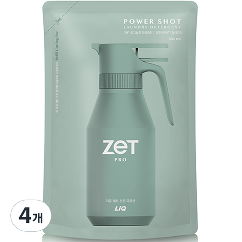 리큐 제트 프로 파워샷 실내건조 액상세제 리필, 600ml, 4개