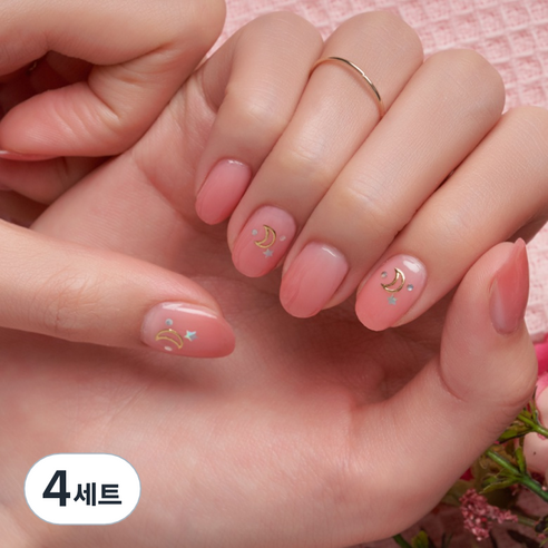 넬로 팔레트 젤 네일 스티커, 문리버, 4세트