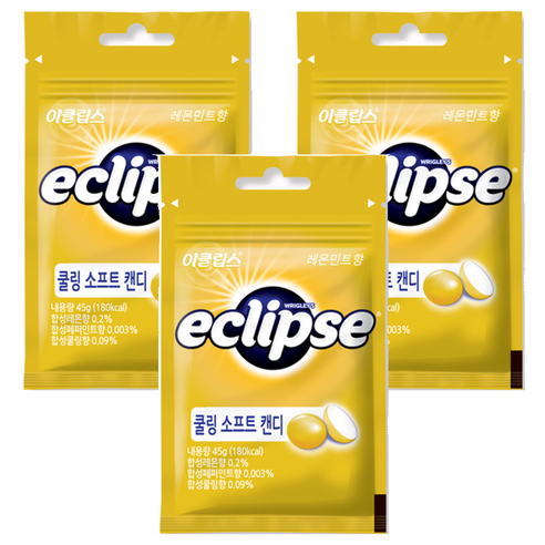 이클립스 쿨링 소프트 캔디 레몬민트향, 45g, 3개