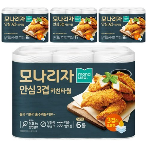 모나리자 안심3겹 키친타올, 140매, 6개