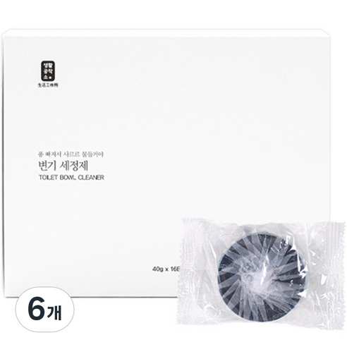 생활공작소 변기 세정제 16p, 640g, 6개