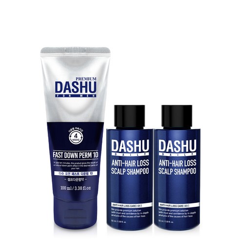 다슈 포 맨 프리미엄 패스트 다운펌10 100ml + 두피 골드 샴푸 50ml x 2p, 1세트