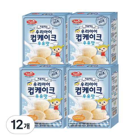 베베스트 처음먹는 우리아이 컵케이크 80g, 우유맛, 12개