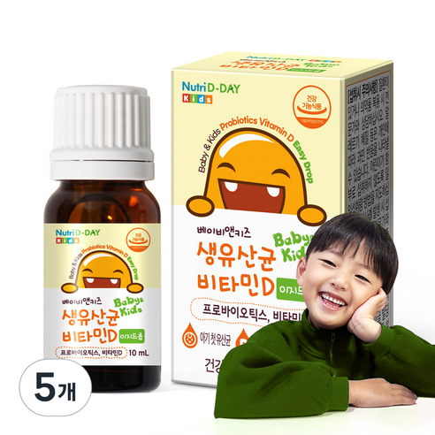 뉴트리디데이 베이비앤키즈 비타민D 이지드롭 생유산균, 10ml, 5개