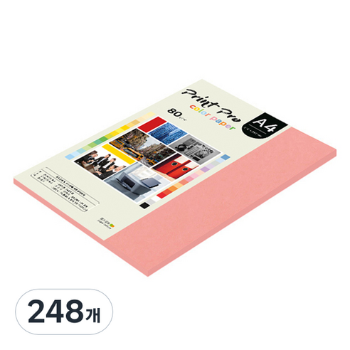 종이문화 프린트프로 얇은 칼라복사지 No 25 새몬 80g, A4, 248개