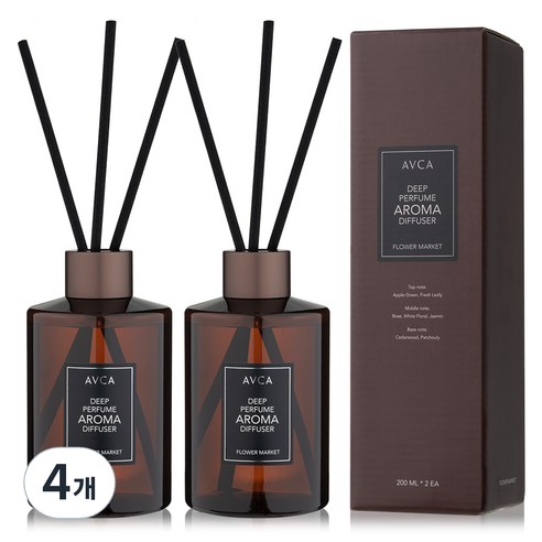 아브카 딥 퍼퓸 아로마 디퓨저, 양재동꽃시장, 200ml, 4개
