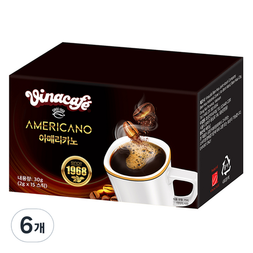 비나카페 아메리카노, 30g, 15개입, 6개