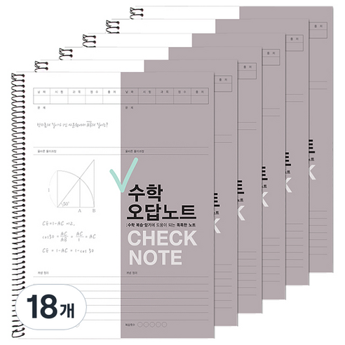 투영디자인 체크 수학 오답노트, 그레이, 18개