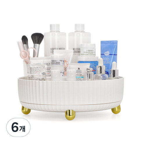 코멧 모던 회전형 화장품 정리함 대형, 화이트, 6개