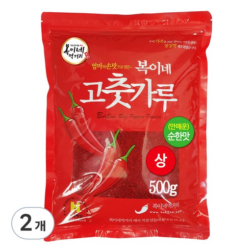 복이네먹거리 중국산 안매운 고춧가루 상 찜용, 500g, 2개