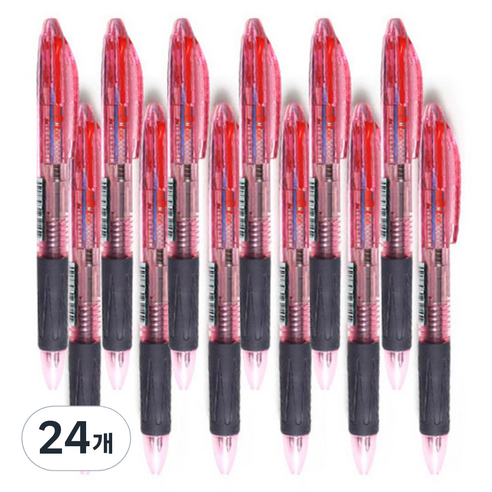 모닝글로리 슬립온 3색 볼펜 0.7 mm, 핑크, 24개