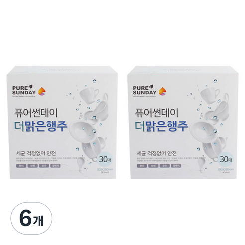 퓨어선데이 더 맑은 행주, 30개, 6개