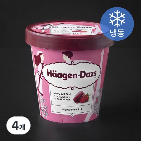하겐다즈 마카롱 스트로베리 & 라즈베리 아이스크림 (냉동), 403ml, 1개입, 4개