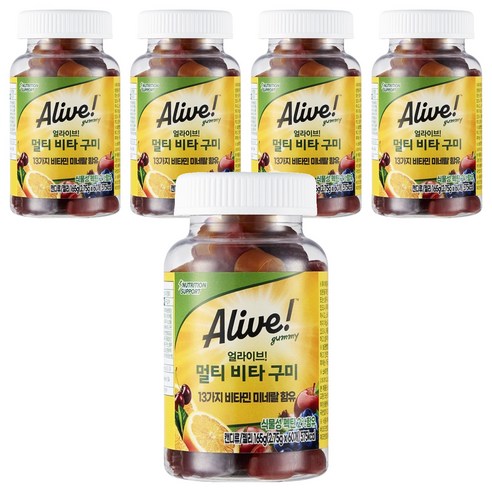 얼라이브 멀티 비타 구미, 60정, 5개