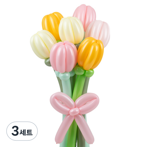 셈퍼텍스 요술풍선 데이지 튤립 꽃다발 만들기 세트, 튤립 4색혼합, 3세트
