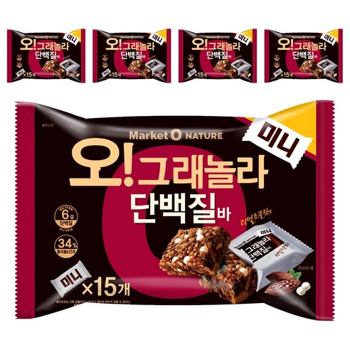 마켓오네이처 오 그래놀라 단백질바 미니, 192g, 5개