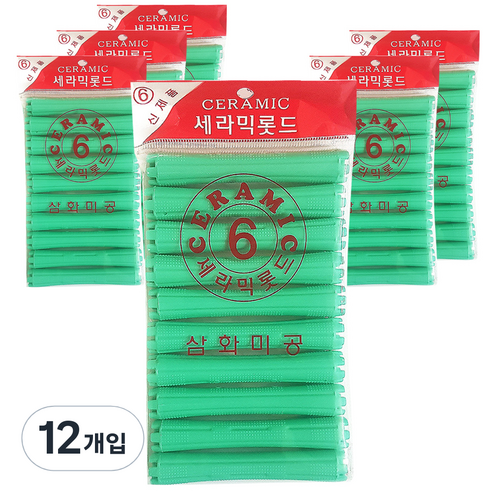 삼화미공 세라믹 헤어 파마롯드 미용실 펌전용 6호, 12개입