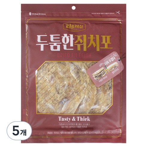 리프레쉬 두툼한 쥐치포, 170g, 5개