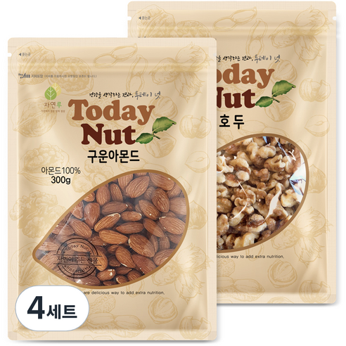 투데이넛 구운아몬드 300g + 호두 250g, 4세트