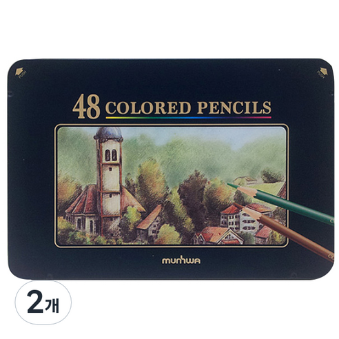 문화연필 고급 색연필 틴케이스, 48색, 2개