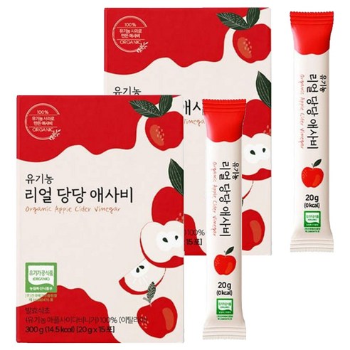 리얼당당 유기농 애사비 발효식초 스틱, 2개, 300g