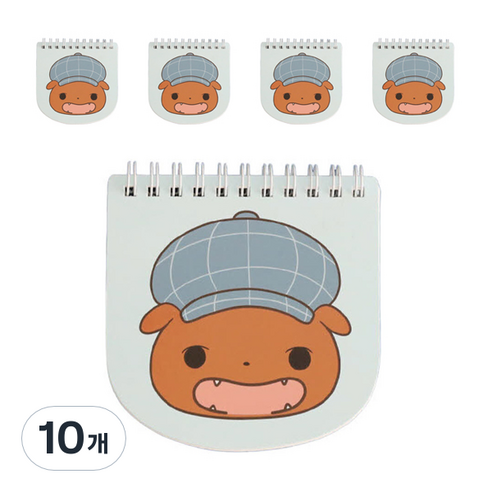 아이세움 엉덩이탐정 캐릭터 모양노트, 블루(브라운), 10개