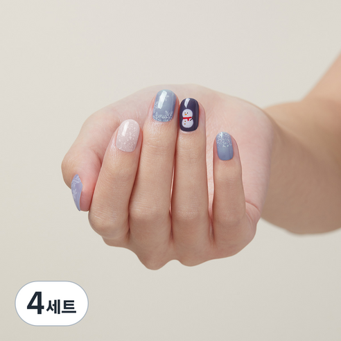 데싱디바 글로우 네일스티커 + Prep Pad 2p + Nail File 세트, 해피 스노우, 4세트