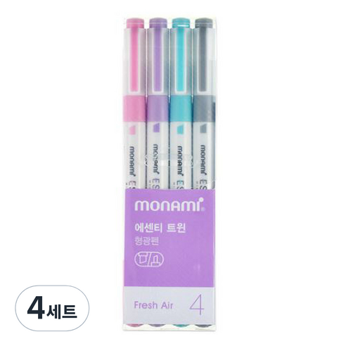 모나미 에센티 트윈 형광펜 4종 세트, 프레쉬에어, 4세트