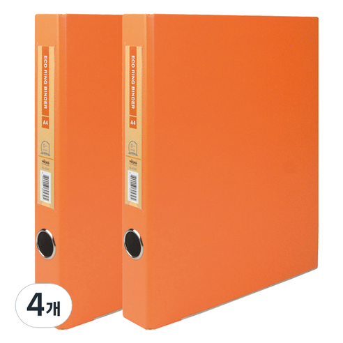 마이다스 현풍 D링 바인더 파일 명찰형 3cm 3공 A4, 주황색, 4개