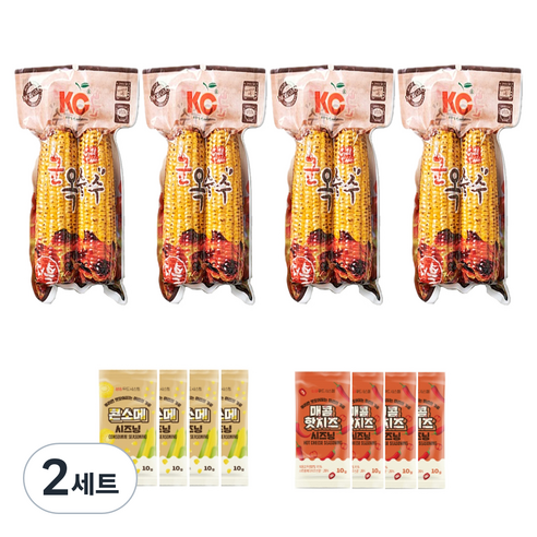 군옥수수 더블 500g x 4p + 시즈닝 2종 x 4p 세트, 2.08kg, 2세트