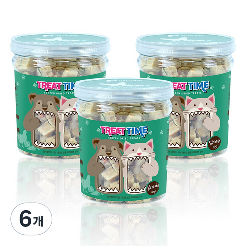 트릿타임 반려동물 동결건조 간식 60g, 6개, 닭고기 + 야채 혼합맛