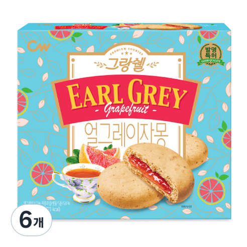 청우식품 그랑쉘 얼그레이자몽, 190g, 6개