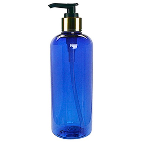 병도매닷컴 DT400 용기 400ml + 디스펜서, 용기 (청색투명), 캡 (검정골드), 1개