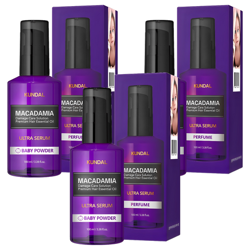 쿤달 울트라 세럼 헤어 에센스 베이비파우더향, 100ml, 3개