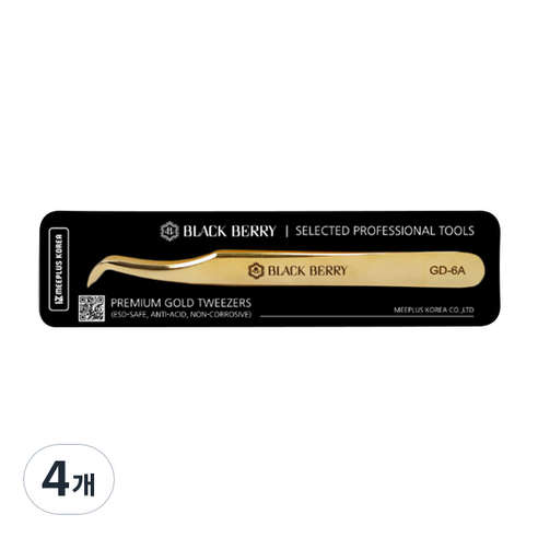블랙베리 속눈썹연장 핀셋, GD-6A, 4개