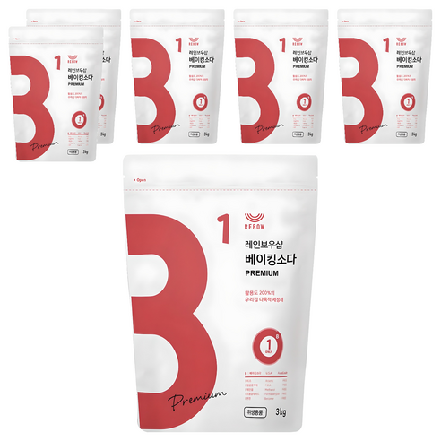 레인보우샵 베이킹소다 프리미엄, 3kg, 6개