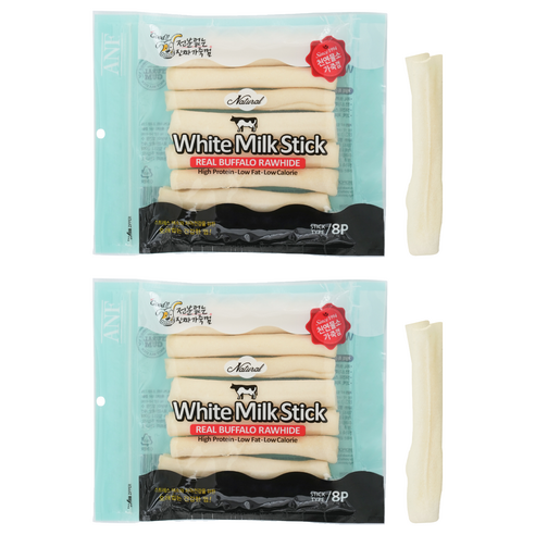 ANF 로하이드 화이트 스틱 강아지 간식 8p, 밀크, 110g, 2개